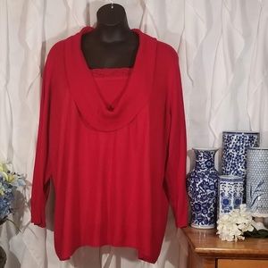 Denim 25/7 Red Cowl Neck Lightweight Sweater